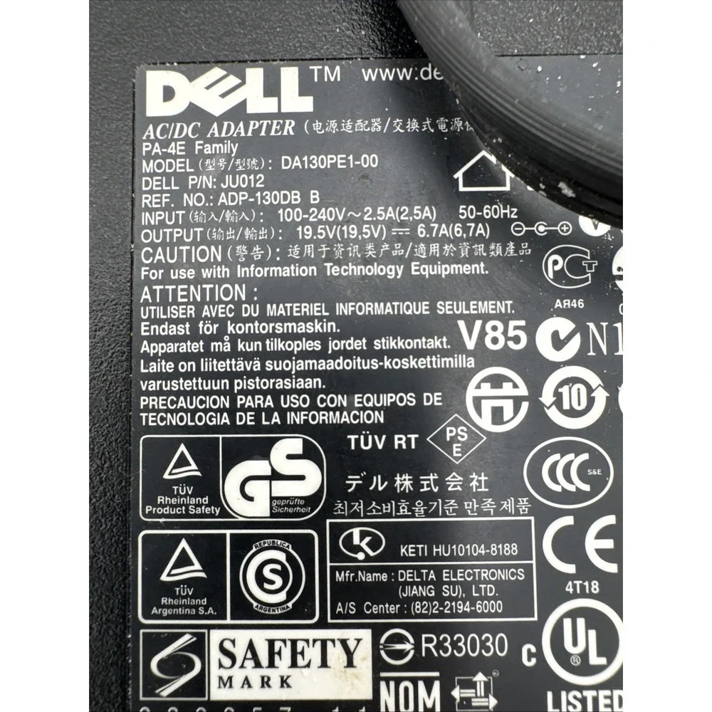 DELL DA130PE1-00 19.5V 6.7A Genuine‎ Original AC Power Adapter Charger